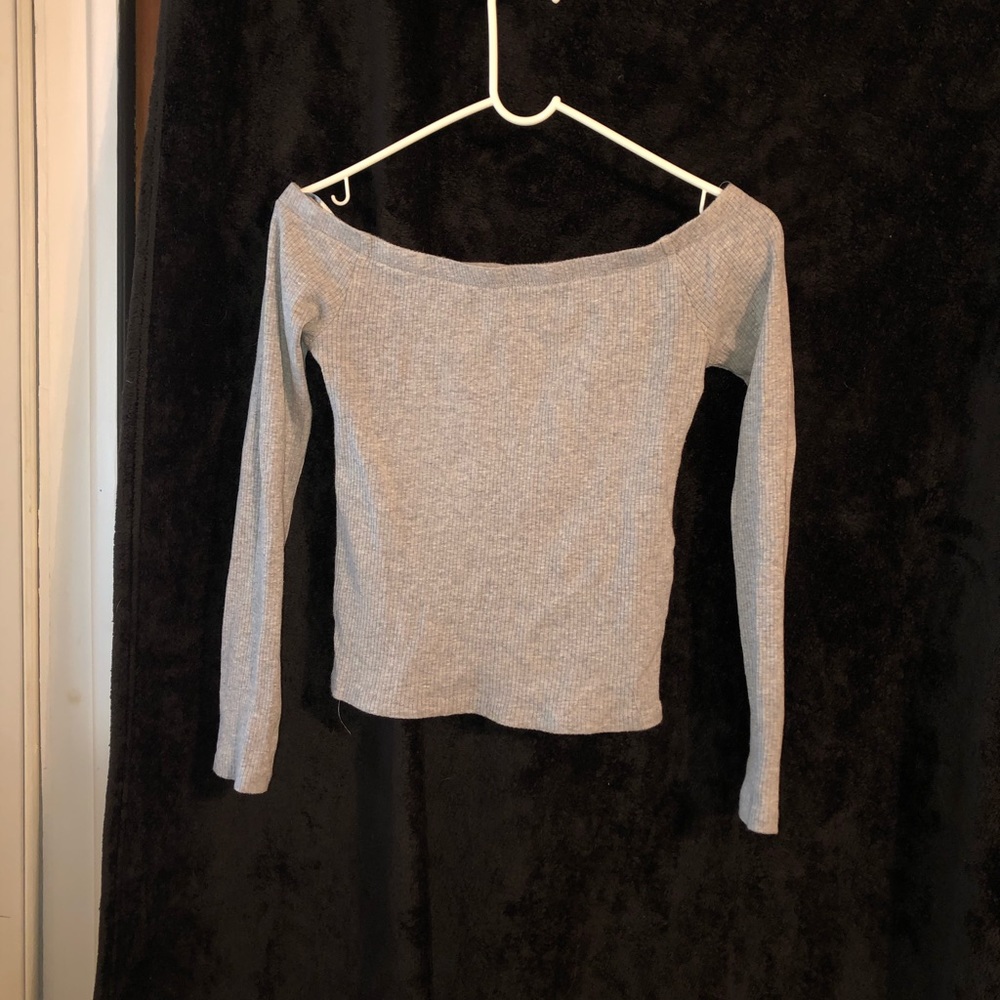 Gray off the shoulder shirt